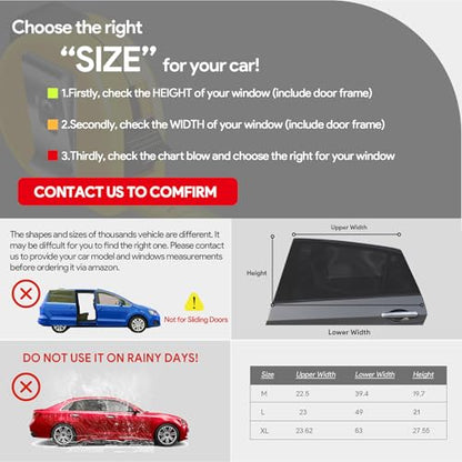 Car Window Shades, 2 Pack Breathable Mesh Side Sun Stretch Screens for Baby/Camping Heat Block UV Protection, Back Covers Car, Truck, SUV, Van-(Large 49"x22") - size: Large