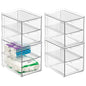 mDesign Stackable Storage Containers Box with 2 Pull-Out Drawers - Stacking Plastic Drawer Bins for Master or Guest Bathroom, Linen Closet, Vanity, Makeup Table Lumiere Collection 4 Pack, Clear - size: 8 x 6 x 7(Pack of 4)