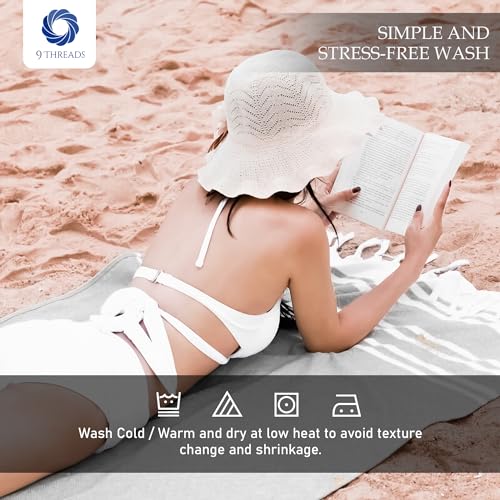 Cotton Turkish Beach Towel with Towels Oversized 36"x72" Pool Absorbent Extra Large Quick Dry Sand Travel Towel (Light Grey, 2 Pack) - color: Light Grey, size: 2 Pack