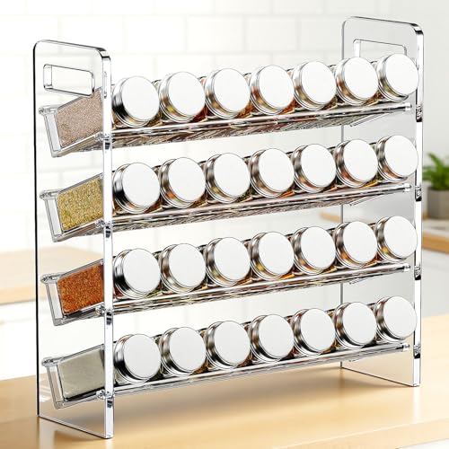 Nieifi Transparent Spice Rack Rustproof,without Seasoning Jars,4-Tier ABS Plastic Spice Rack Organizer for Cabinet and Countertop,Thickened Corrosion-Resistant-Tiered Kitchen Accessories - color: Transparent