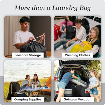 Nylon XL Laundry Bag, Large Capacity with Locking Drawstring, Machine Washable, Fits Laundry Baskets or Hampers, Holds 2 Loads of Clothes (Black, 30" x 40") - color: Black, size: 30" x 40"