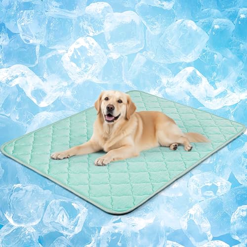 LOOBANI Dog Cooling Mat for Extra Large Dogs - 60" x 40" Dog Cooling Pad for Summer with Anti-Slip Bottom, Washable & Leakproof Cool Mat for Dogs, Cats, Indoor & Outdoor Use, Bed, Couch, and Crate - color: Green, size: XX-Large (60''x40'')