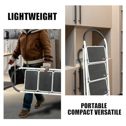 Big Red 3 Step Ladder, 400lbs Ergonomic Folding Stool with Anti-Slip Pedal, Step Stool with Padded Handle for Kitchen, Household, Offices, ATRJZ9023BR, Torin - style: 3 Step Ladder