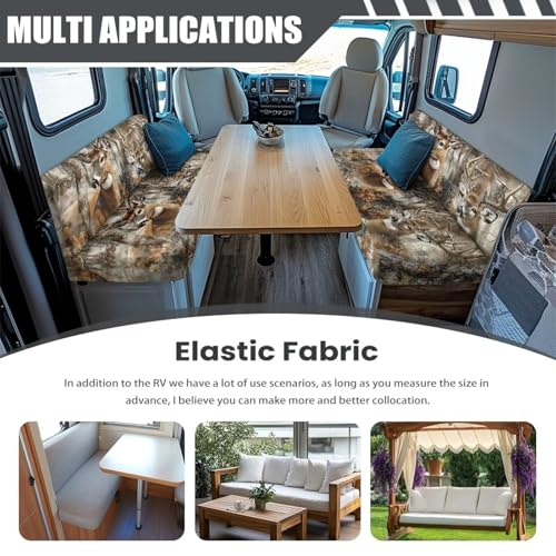 SEANATIVE Deer Camo Hunting RV Dinette Cushion Covers Couch Cover 2 Cushion Sofa Slipcovers for Travel Trailer Couch Prevent Scratches RV Accessories for Inside - color: Deer Camo Hunting