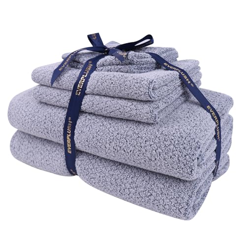 Everplush Diamond Collection 6-Piece Bath Sheet Towel Set, Soft Plush Jacquard Luxury Bath Towels,Highly Absorbent & Fast-Drying Luxury Towels Sets for Bathroom,Shower, or Spa(Dusk, Bath Sheet 6PK) - color: Dusk, size: Bath sheet 6PK