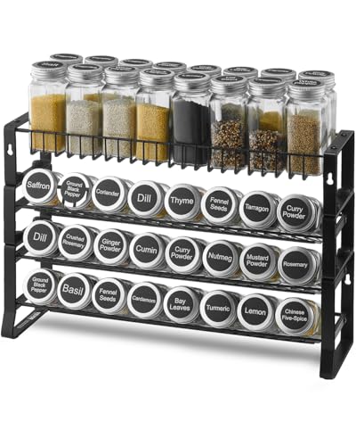 VEVOR Detachable Spice Rack Organizer for Cabinet, 4 Tie Stackable Seasoning Organizer, Spice Jars Kitchen Storage for Countertop Kitchen Pantry Cupboard, 15.8x10.7 in - size: 15.8x10.7 in