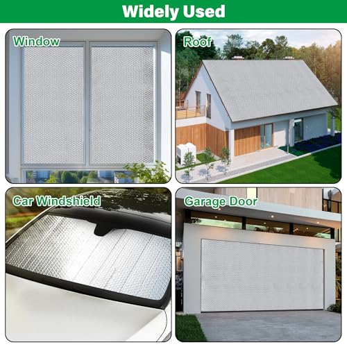 winemana Window Insulation Roll, 48IN x 10FT Reflective Heat Shield Bubble Film, Double-Sided Aluminum Foil Insulation, Weatherproof Garage Door Cover for Windows, RV, Basement, Winter & Summer - size: 48 in x 10 ft