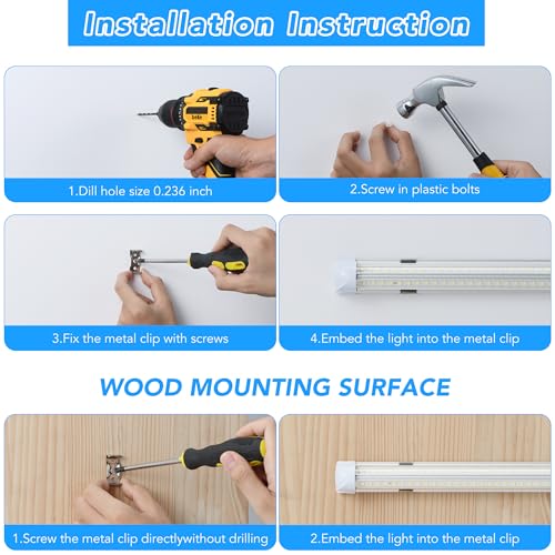 10 Pack 8FT LED Shop Lights Work Garage Light, T8 100W 19200LM 6000K Daylight, Linkable Plug & Play Energy-Saving Commercial Bay Lighting Warehouse Basement (V2) - size: V2-8FT-10PCS