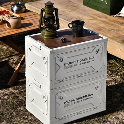 Omabeta Folding Camping Storage Box with Strong Load Bearing Capacity Foldable Bin Container for Car Picnic, Camping,Toy Storage Made of PP, MDF (Light Gray) - color: Light Gray