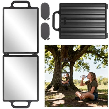 Foldable Full Length Travel Mirror with Handle, 28.3" x 9.3”Portable Shatterproof Hanging Camping Makeup Mirror for RV Tents and Small Spaces