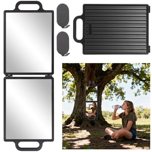 Foldable Full Length Travel Mirror with Handle, 28.3" x 9.3”Portable Shatterproof Hanging Camping Makeup Mirror for RV Tents and Small Spaces
