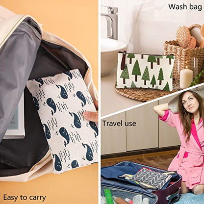 8 Pcs Canvas Cosmetic Bag, Multi-function Travel Makeup Bag Cosmetic Pouch with Zipper Travel Toiletry Bag Small Makeup Pouch Christmas Gifts Stocking Stuffers for Women - style: E