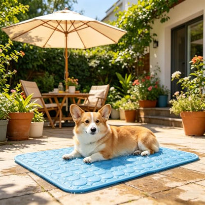 Dog Cooling Mat, Self Cooling Dog Mat Pet Pad, Protect Your Dogs from Overheating with Continuous Heat Conduction, Washable Portable Foldables for Large & Small Pet (Gray, Medium)