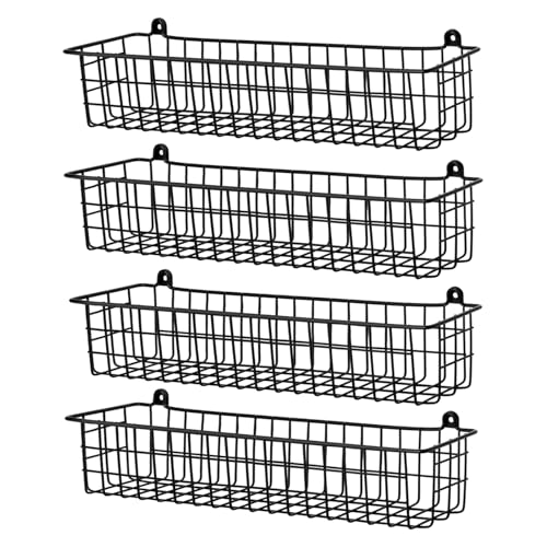 Spice Rack Organizer Wall Mount, 4 Pack Black Seasoning Rack Wire Storage Baskets for Wall or Cabinet Door in Kitchen and RV - color: Black-4Pack
