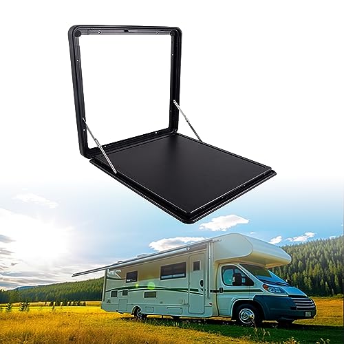 RV External Folding Table, Caravan External Hanging Table, Aluminum Wall Mount Hanging Dining Table, Drop Leaf Table Maximum Load 25kg, Perfect for Campervans and Motor Homes ( Color : Black , Size : - color: Black, size: 47x45cm/18.5x17.7in