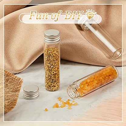 Didaey 100 Pcs Small Clear Vials Spice Mini Jars with Lids Mini Glass Bottles with Screw Aluminum Metal Caps Tiny Jars Sample Containers for Powder Cream Cosmetic Jewelry Wedding (20 ml,Silver Caps) - color: Silver Caps, size: 20 ml
