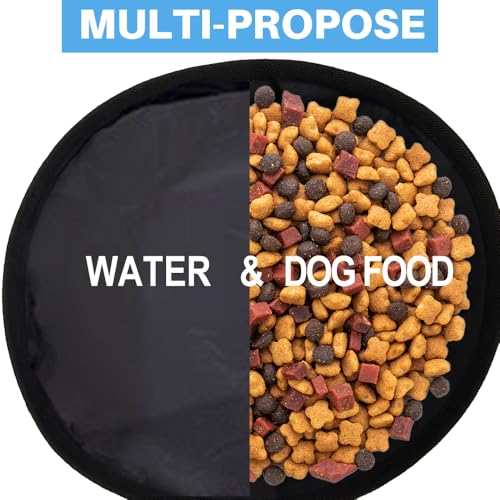 Portable Dog Water Bowl with Clip, Foldable Travel Pet Feeding Dish for Hiking, Camping and Walking, Leak-Proof Sturdy Nylon, Pink