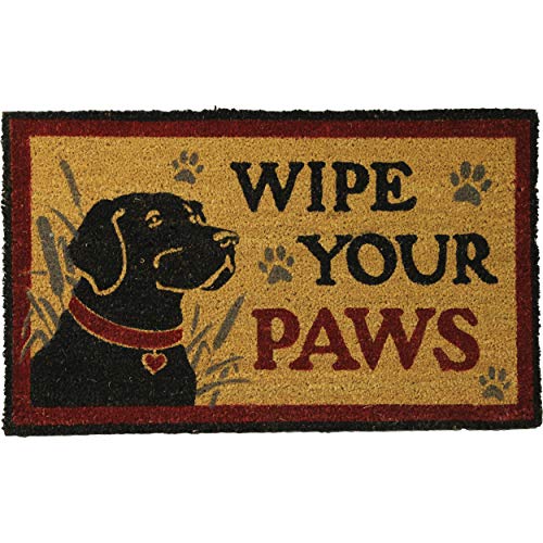 Rivers Edge Products 30" x 18" Coir Door Mat - Fade-Resistant Welcome Mat with Non-Slip Backing - Decorative Indoor Outdoor Rug for Home, Front Porch, Entryway, Patio, Cabin - - color: Wipe Your Paws Dog