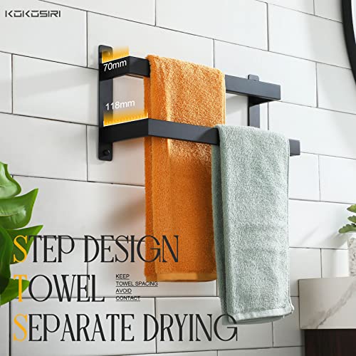 KOKOSIRI Towel Bars Black Bath Towel Holders 16 Inches Bathroom 2-Tiers Ladder Towel Rails Wall Mounted Towels Shelves Rack Stainless Steel, B5008BK-L16 - color: Matte Black, size: 16-Inch