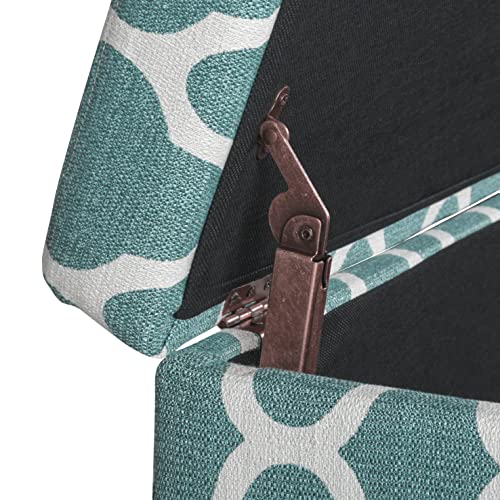 HomePop 36" Storage Ottoman Bench with Hinged Lid - Teal Blue Geometric - color: Teal Blue Geometric
