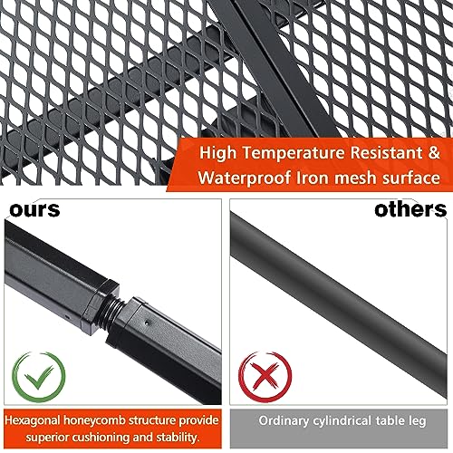JOUYEK Folding Grill Table, 3x2 FT Portable Camping Table, Height Adjustable Metal Tables with Mesh Desktop and Mesh Bag, Outdoor Furniture for Camping, Picnic, Beach and BBQ, Black - style: 3x2 FT
