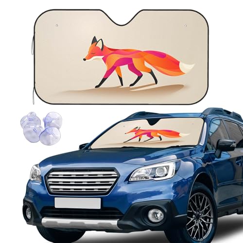 Colorful Fox Windshield Sun Shade Car Front Window Shades for Car Accessories Sun Heat UV Rays Visor for Universal Cars SUV Truck 51 x 27.5 Inch - color: Colorful Fox