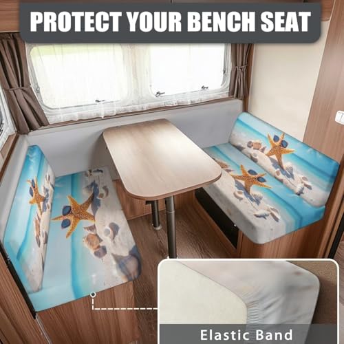Beach Sea RV Dinette Cushion Covers Stretch Camper Sofa Replacement Couch Cushion Slipcovers Washable Camper Seat Bench Slipcover for Travel Trailer Couch for Women - color: Beach Sea