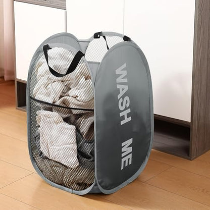 Pack of 2 Pop Up Laundry Hamper, Collapsible Laundry Baskets Dirty Clothes Hampers, Sapce Saving for Apartments, Bedroom, Laundry Room, Gray - color: Grey - 2Pack