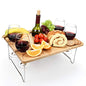 Tirrinia Portable Wine Picnic Table, Ideal Wine Gift for Women Men, Small Folding Outdoor Picnic & Cheese Tray with 4 Wine Glasses Holder for Camping, Park, Beach, Garden, Concerts,Steel Legs - size: 17" x 12.6"