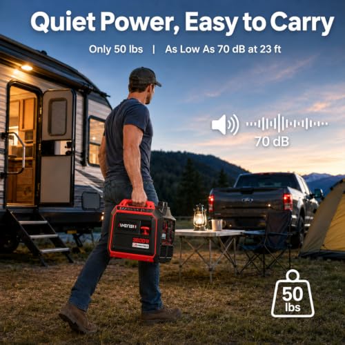 AMERISUN 3800W Portable Inverter Generator, CO Sensor, Gas Powered Generator, Super Quiet for Home Use, ECO Mode EPA Compliant, Parallel Capable Long Run Time for Camping Tailgating Emergency