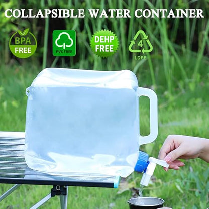 Collapsible Water Container with Spigot & Hook, BPA Free Water Jug, Foldable Carrier Bucket, Water Storage Container for Camping Hiking Survival Kit, 2-Pack (10L/2.6 Gallon) - size: 2.6 Gallon