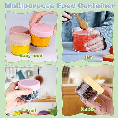 RowinsyDD 20 Pack Glass Baby Food Storage Containers, 4 oz Leakproof Baby Food Jars with Lids, Small Glass Food Containers for Infant Baby, Freezer & Microwave Safe, BPA Free - size: 20P