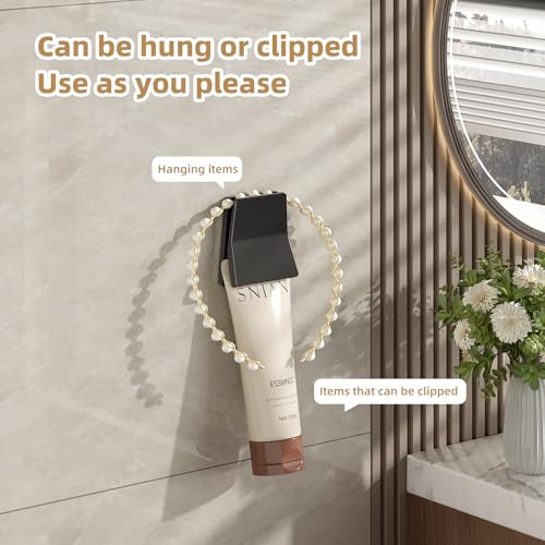 6 Pcs Large Self Adhesive Clips, Wall Tapestry Clips, No Drilling Towel Holder, Adjustable Spring Flag Hanger for Bathroom Kitchen Home Office Hotel, Black