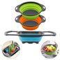 QiMH Collapsible Colander Set of 3-2 PC 4 Quart and 1 PC 6 Quart Over the Sink Colander - Food-Grade Sturdy Plastic Base - Round Space-save Silicone Kitchen Foldable Food Strainer - color: blue,orange,green