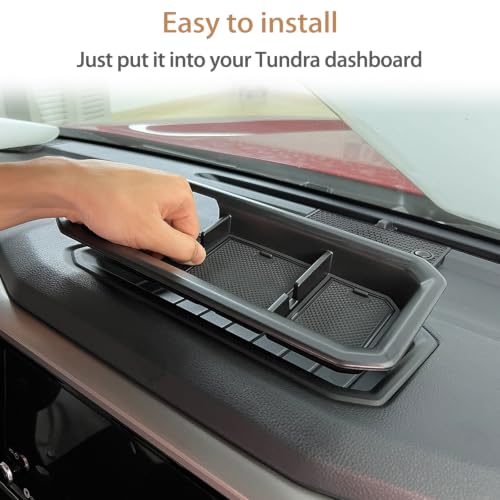 JDMCAR Dashboard Tray Compatible with 2022 2023 2024 2025 2026 Toyota Tundra Accessories and 2023-2026 Sequoia Dash Panel Center Console Table Storage Organizer with Anti-Slip Backing Liner - size: Fits 2022+ Tundra
