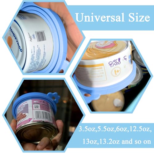 Original Canned Dog Food Storage Container | Wet Food Can Opener Spoon | Silicone Pet Can Lid | BPA Free, Airtight, Dishwasher & Freezer Safe(Blue) - color: Blue