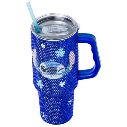 Silver Buffalo Lilo and Stitch Make Some Waves Wink Face Stitch 40oz Stainless Steel Rhinestone Tumbler - color: Lilo and Stitch Make Some Waves