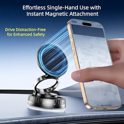 Magnetic Car Phone Mount for MagSafe: 360° Rotatable Adjustable Holder with Suction Cup, Universal Fit for Dashboards/Windshields/Glass, Compatible with iPhone 17/16/15 Series & Android - color: C. J36-White Base