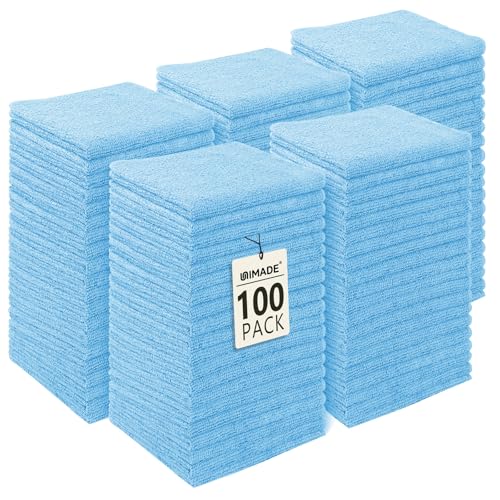 UNIMADE Washcloths Bulk - 100 Pack - Face Towels (12" x 12"), Highly Soft Wash Cloths and Hand Towels, Fast Drying Multi-Purpose Microfiber Cleansing Cloths for Bathroom, Hotel, Spa, and Salon - Blue - color: Blue, size: 100Pack