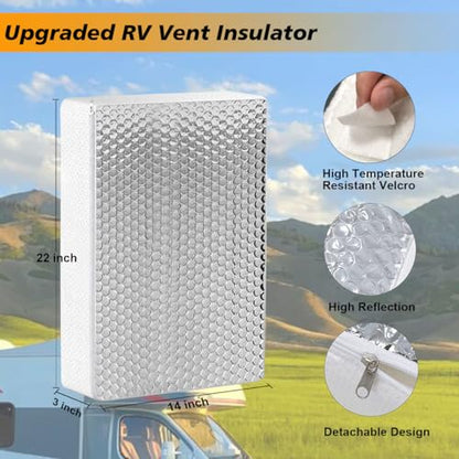 2 Pack RV Skylight Insulator 22"x14"x3", RV Vent Insulator, RV Skylight Cover with Reflective Surface, Waterproof RV Insulation for Inside Camper, RV Skylight Pillow - size: 22in x 14in x 3in 2PC