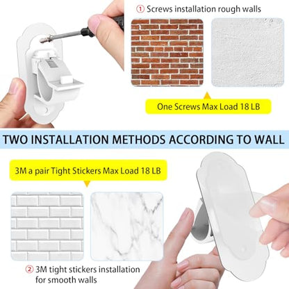 No Drill Curtain Rod Brackets， No Drill Needed Curtain Rod Holders, Adhesive Curtain Rod Holder，Multipurpose Nail Free Stick on Curtain Rod Hooks Self Adhesive Rod Holder Hooks（White 4Pcs） - color: White-4pcs