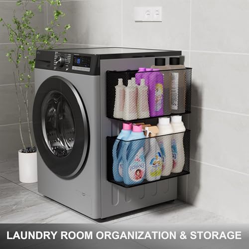 Magnetic Baskets Shelf Bins Organizer Holder Storage Rack Containers for Fridge, Whiteboard, Locker - Home Kitchen Laundry Office School ((1-Pack) Black/XL) - style: (1-Pack) Black/XL