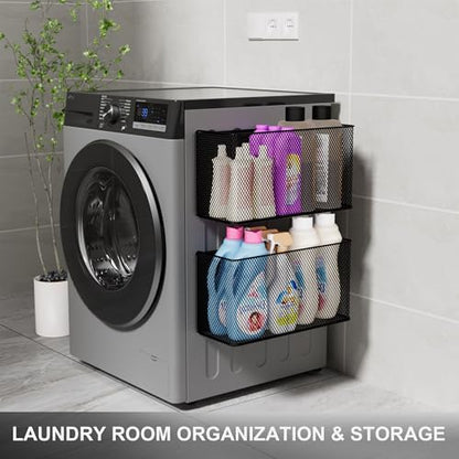 Magnetic Baskets Shelf Bins Organizer Holder Storage Rack Containers for Fridge, Whiteboard, Locker - Home Kitchen Laundry Office School ((1-Pack) Black/XL) - style: (1-Pack) Black/XL