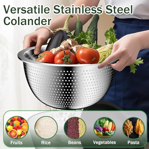 Mixing Bowls with Lids Set, 16PCS Stainless Steel Mixing Bowls,Nesting Storage Bowls for Kitchen with Mixing Bowls Set, Colander, Strainer & Grater , Metal Salad Bowl for Kitchen Gadgets , Cream - color: Cream