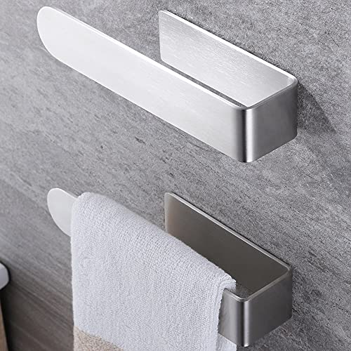 Taozun Hand Towel Holder/Towel Bar - Self Adhesive Hand Towel Rack Stainless Steel Towel Ring for Bathroom Kitchen, 2 Packs - color: Silver, size: 8-inch(2 Pack)