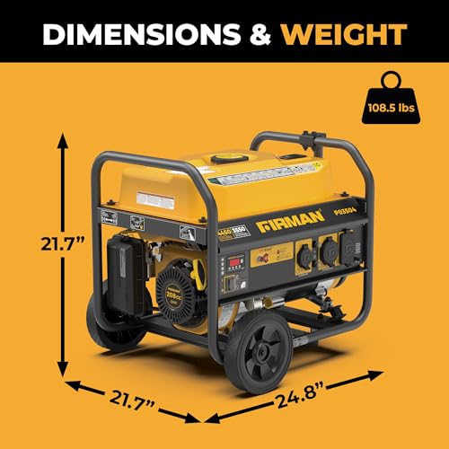 FIRMAN P03504 Gas Portable Generator, 120V Recoil Start | 4450 Starting Watts, CO Alert Safety System, RV Ready Outlets, 5 Gallon Fuel Tank, 14-Hr Runtime for Home Backup Outdoor Use