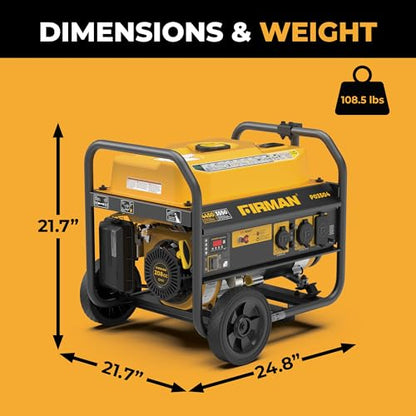 FIRMAN P03504 Gas Portable Generator, 120V Recoil Start | 4450 Starting Watts, CO Alert Safety System, RV Ready Outlets, 5 Gallon Fuel Tank, 14-Hr Runtime for Home Backup Outdoor Use