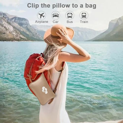 Travel Blanket and Pillow Compact, Premium Soft 2 in 1 Airplane Blanket with Soft Bag Pillowcase，Hand Luggage Sleeve and Backpack Clip (Brown) - color: Light Brown