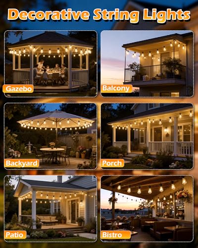 Outdoor String Lights 50FT, Commercial Grade Patio Lights with 16 (15+1) S14 Shatterproof Dimmable Bulbs for Bistros Backyard Porch Party, IP65 Waterproof 2700K Warm White (dimmers not included) - color: 50FT-16Bulb