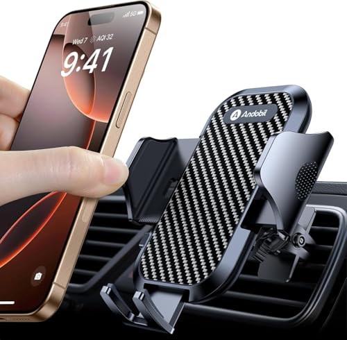 andobil 2026 Upgraded Car Phone Holder Mount, Military-Grade Phone Holders for Your Car Vent Ultra-Stable Metal Clip Universal 360° Cell Phone Car Mount for iPhone 17 Pro Max 16/15/14/13/12/ Samsung - color: Black